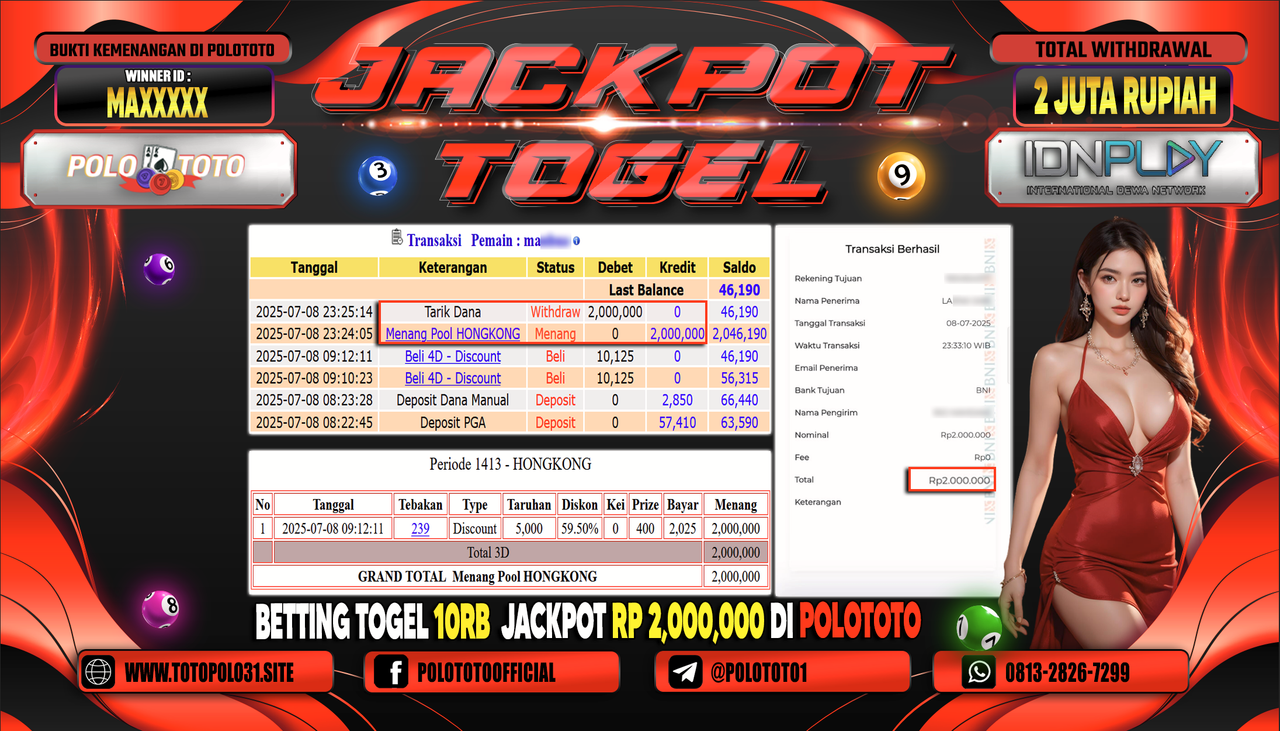 POLOTOTO JACKPOT TOGEL HONGKONG LOTTO Rp.2.000.000,-