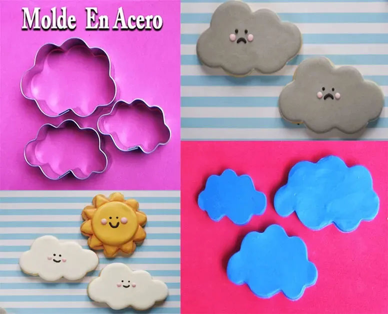 Set cortador de nubes baby molde para decorar galletas y fondant