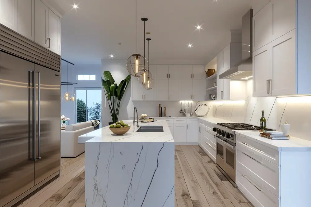 Modern Chicago kitchen remodeling with custom cabinetry and island