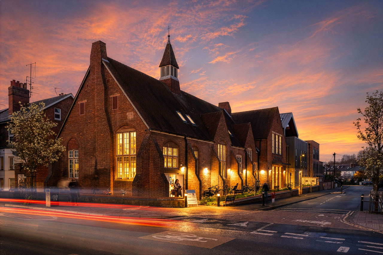 Building exterior at dusk