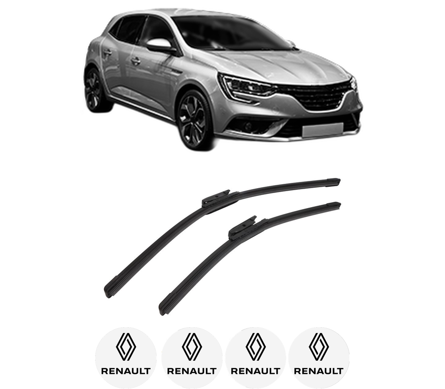 Set stergatoare auto RENAULT MEGANE IV Hatchback (B9A/M/N_) din 2015-2021, pentru parbriz auto, 2 bucati, Bosch Aerotwin, din cauciuc siliconat rezistent, 4 Stickere Auto RENAULT