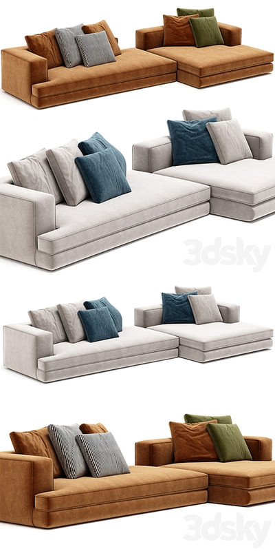 ARBITER Sofa with chaise longue By Maxalto