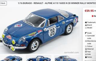 Alpine Renault A110 1600S 1971 au 1/16 par Burago - Jeux & Jouets