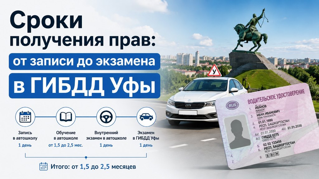 Сроки получения прав: от записи до экзамена в ГИБДД Уфы