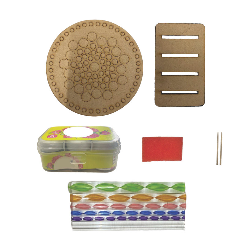 Penkraft Dot Mandala on Engraved round MDF Tea Coasters Hobbyist level DIY Kit 