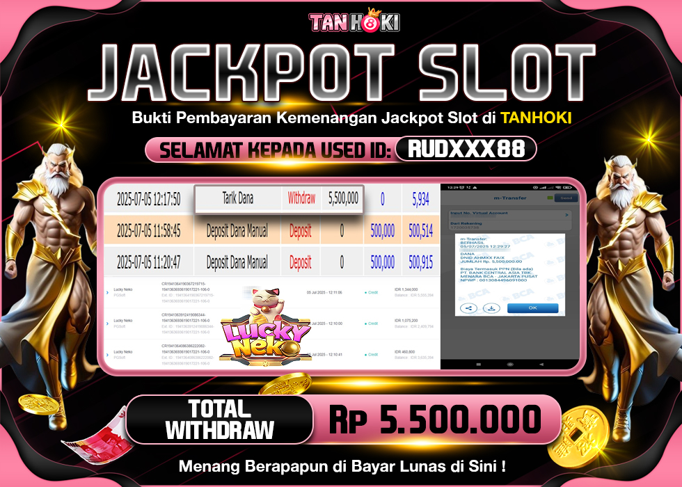 TANHOKI JACKPOT SLOT LUCKY NEKO Rp.5.500.000,- LUNAS