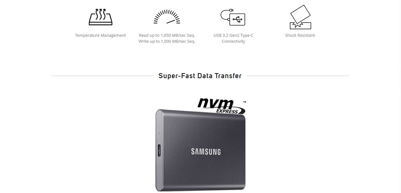 Disque dur externe SAMSUNG Portable SSD T7 USB 3.2 type C 1To (null)