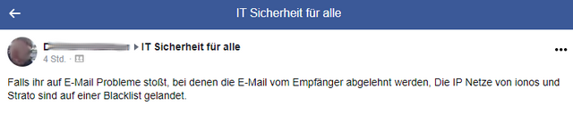 IP-Adressen von IONOS und Strato auf Blacklist