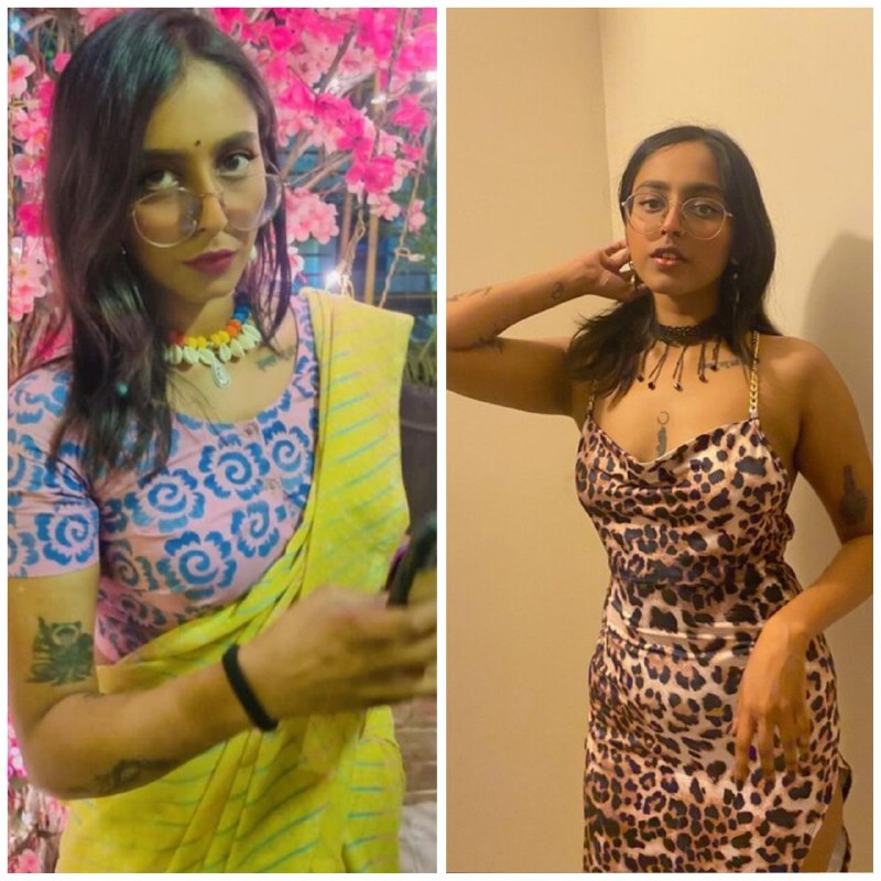 Hot indian tatto girl giving blowjob