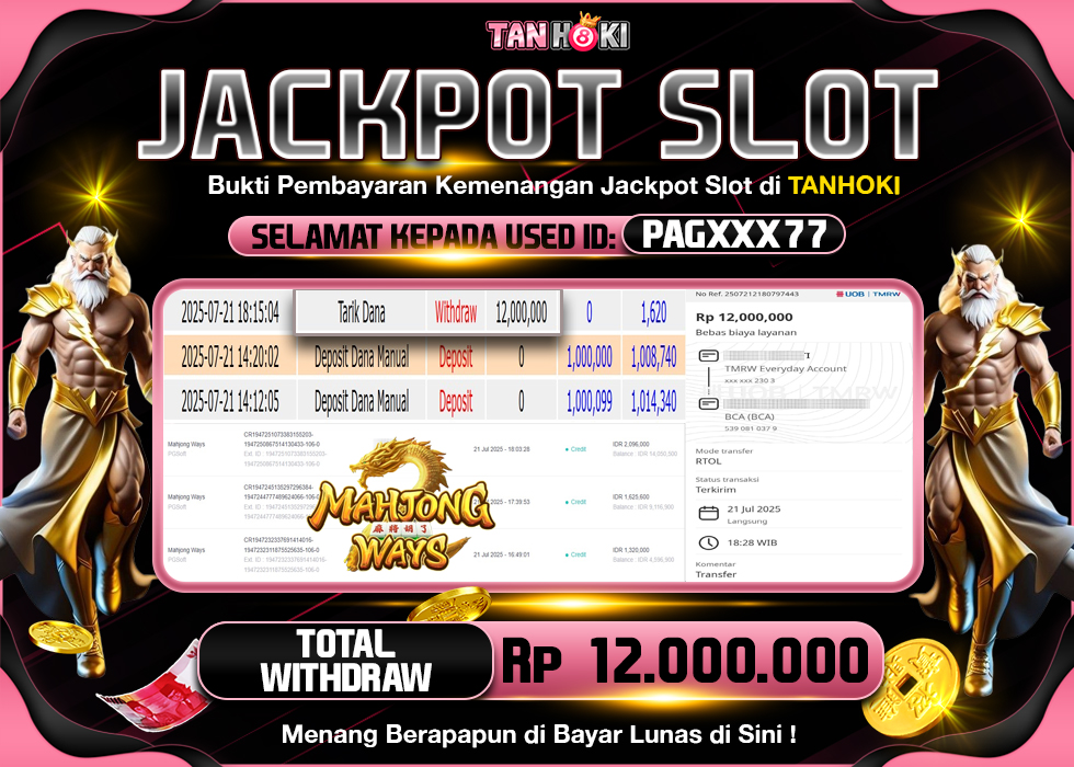 TANHOKI JACKPOT SLOT MAHJONG WAYS Rp.12.000.000,- LUNAS