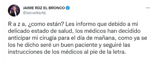 Adelantan cirugía de “El Bronco” por delicado estado de salud