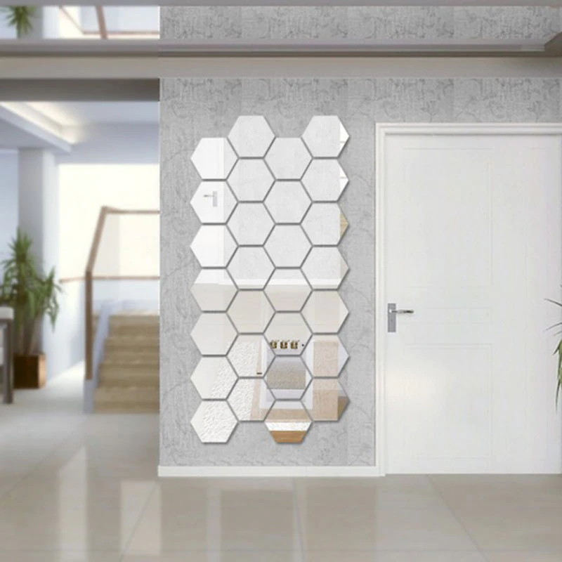 Σετ εξαγωνικοί καθρέφτες διακοσμητικό αυτοκόλλητο καθρέφτη σε σχήμα  εξάγωνου αυτοκόλλητου τοίχου | zella.gr