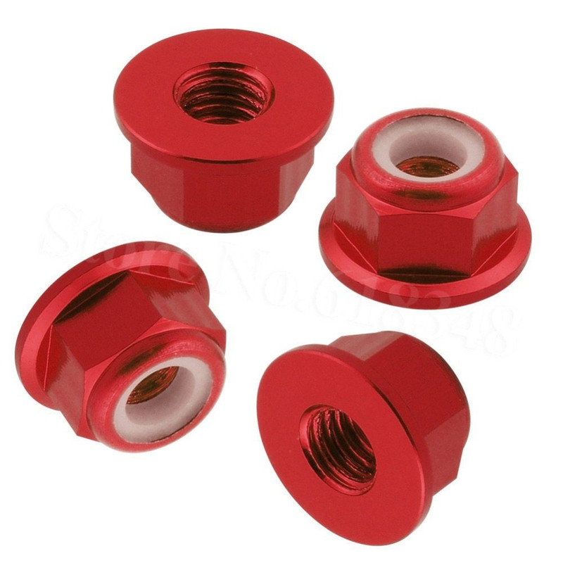 Aluminio Anodizado Nyloc M4 RC Tuercas de Rueda-Tamiya Kyosho Traxxas HPI FTX