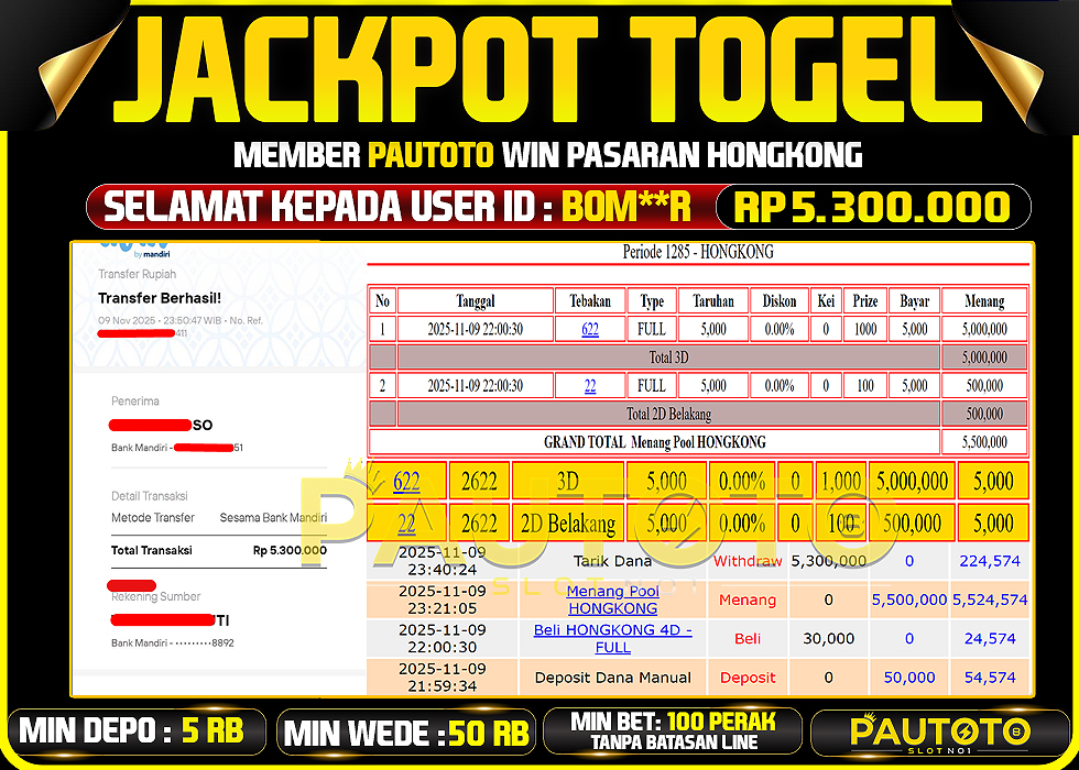 BUKTI JACKPOT LUNAS PAUTOTO