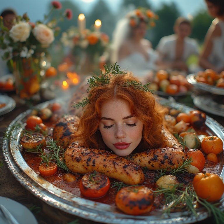 Garden wedding wom served Redhair 0 04