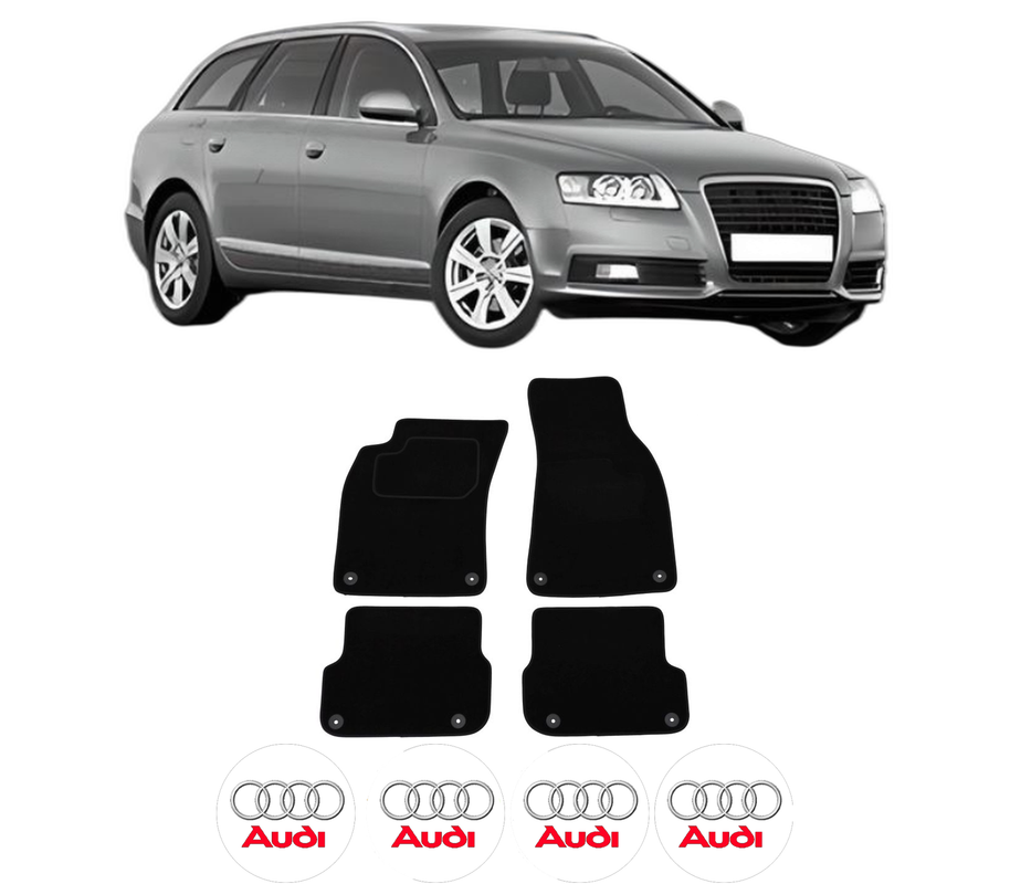 Set Covorase Presuri AUDI A6 C6 Avant (4F5) din 2004-2011, Auto, Material Textil Mocheta, 4 Stickere auto cu AUDI