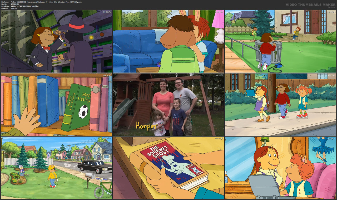 Arthur - S21E04-E05 - Francine and the Soccer Spy   Sue-Ellen & the Last Page HDTV-720p.mkv