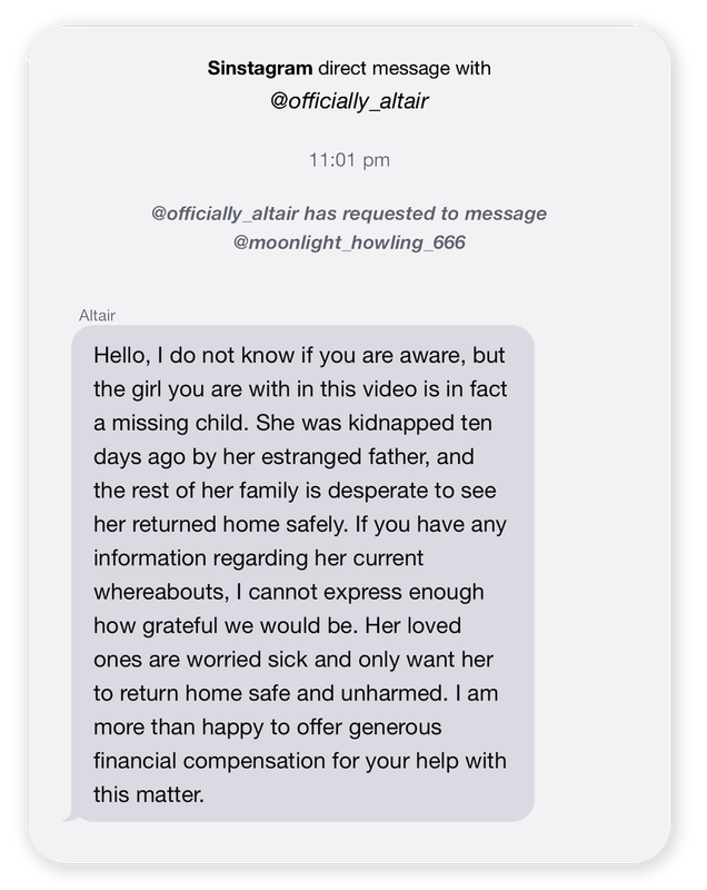 Screenshot of Altair's DM to Loona