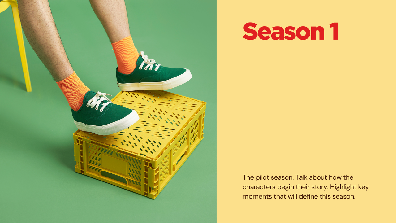 TV and Film Series Bible Presentation in Red Yellow Bold Typographic Style