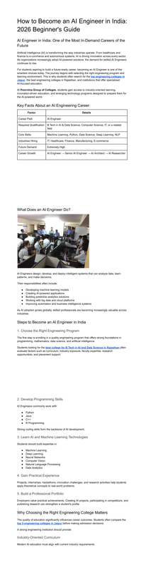 How to Become an AI Engineer in India 2026 Beginner s Guide
