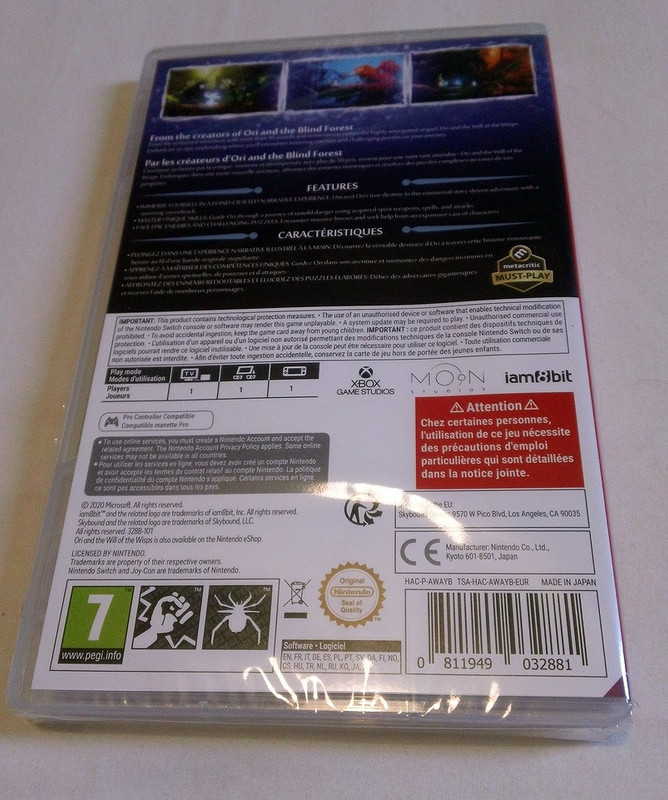 [Vds] ORI and the will of the Wisps SWITCH - neuf sous blister = 28 EUR Orib