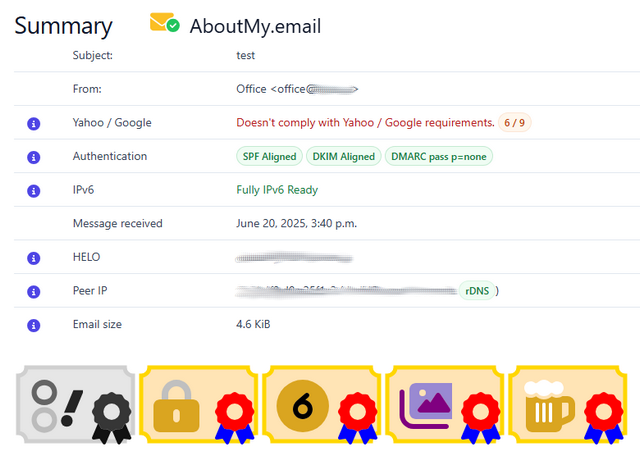 Ergebnis der E-Mail-Prüfung