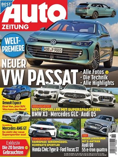 Cover: Auto Zeitung Premium Test-Magazin No 19 vom 30  August 2023