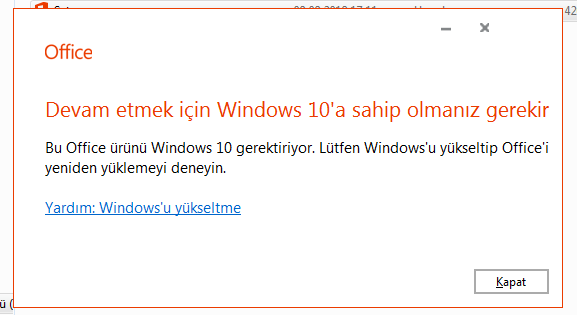 office 2019 windows 10 gerektiriyor