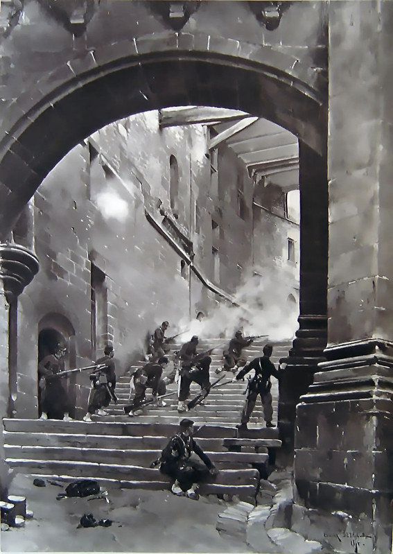 Franco prusiana ladonchamps infantería de linea y artilleros en el ataque al castillo de Ladonchamps