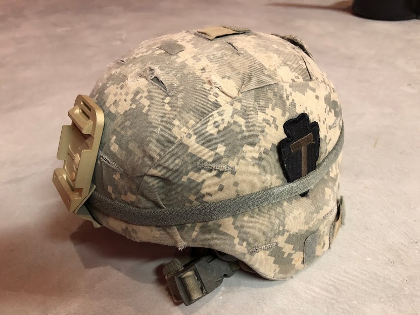 Advanced Combat Helmet SDS Medium w/ Patched ACU Cover and NVG Mount