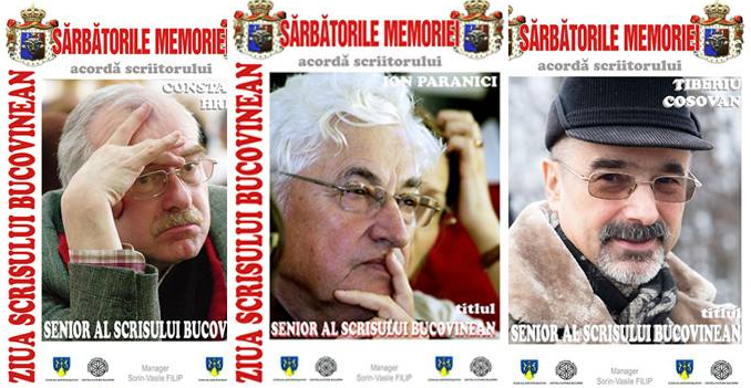 Constantin Hrehor, Ion Paranici, Tiberiu Cosovan, seniori ai scrisului, de Ziua Scrisului Bucovinean 2018