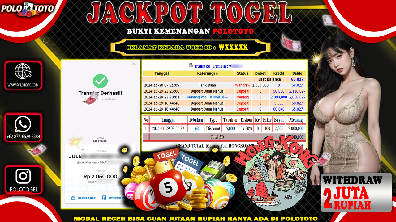 POLOTOTO JACKPOT TOGEL PASARAN HONGKONG Rp.2,050.000,-