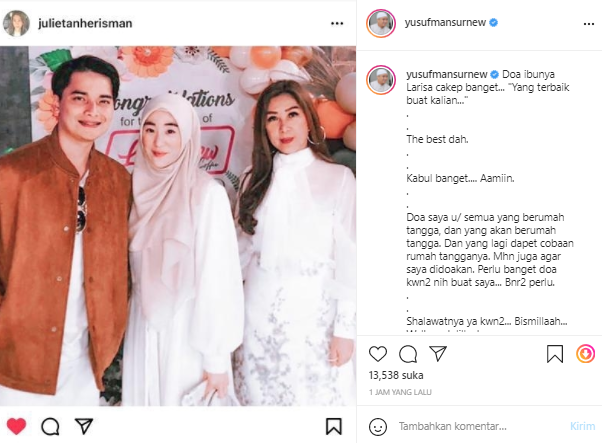 Ustaz Yusuf Mansur beri tanggapan atas doa ibunda Larissa Chou