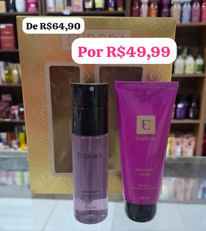 Combo Creme Hidratante Desodorante Indulgent Cream 100ml + Body Spray Eudora 100ml