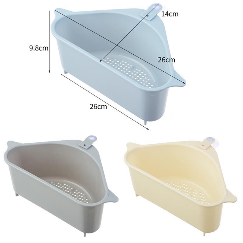 Strainer,triangular,sink,drain,basket,fruit,vegetable,cup,suction,kitchen,sponge,rack,storage,filter
