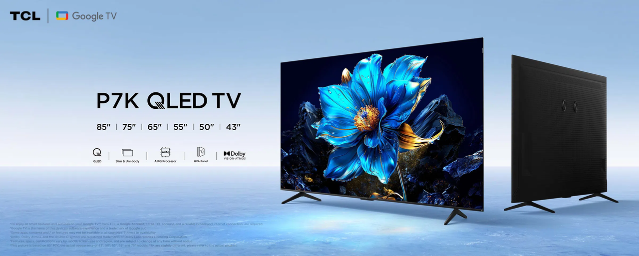 Televisor TCL P7K QLED mostrando más de mil millones de colores vívidos.