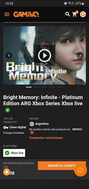Gamivo Britgh memorias Xbox series 

