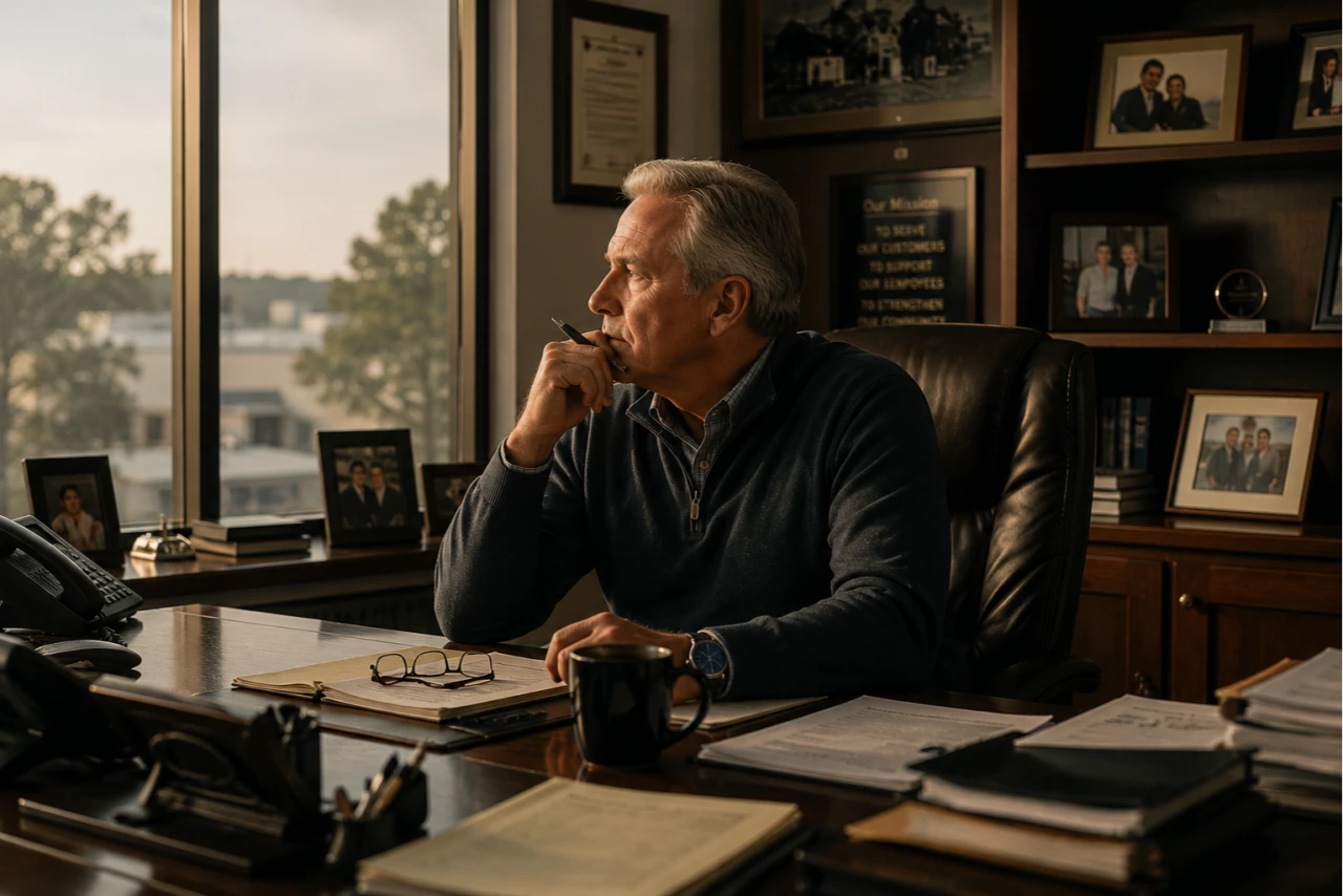 Business owner thinking about future planning and succession