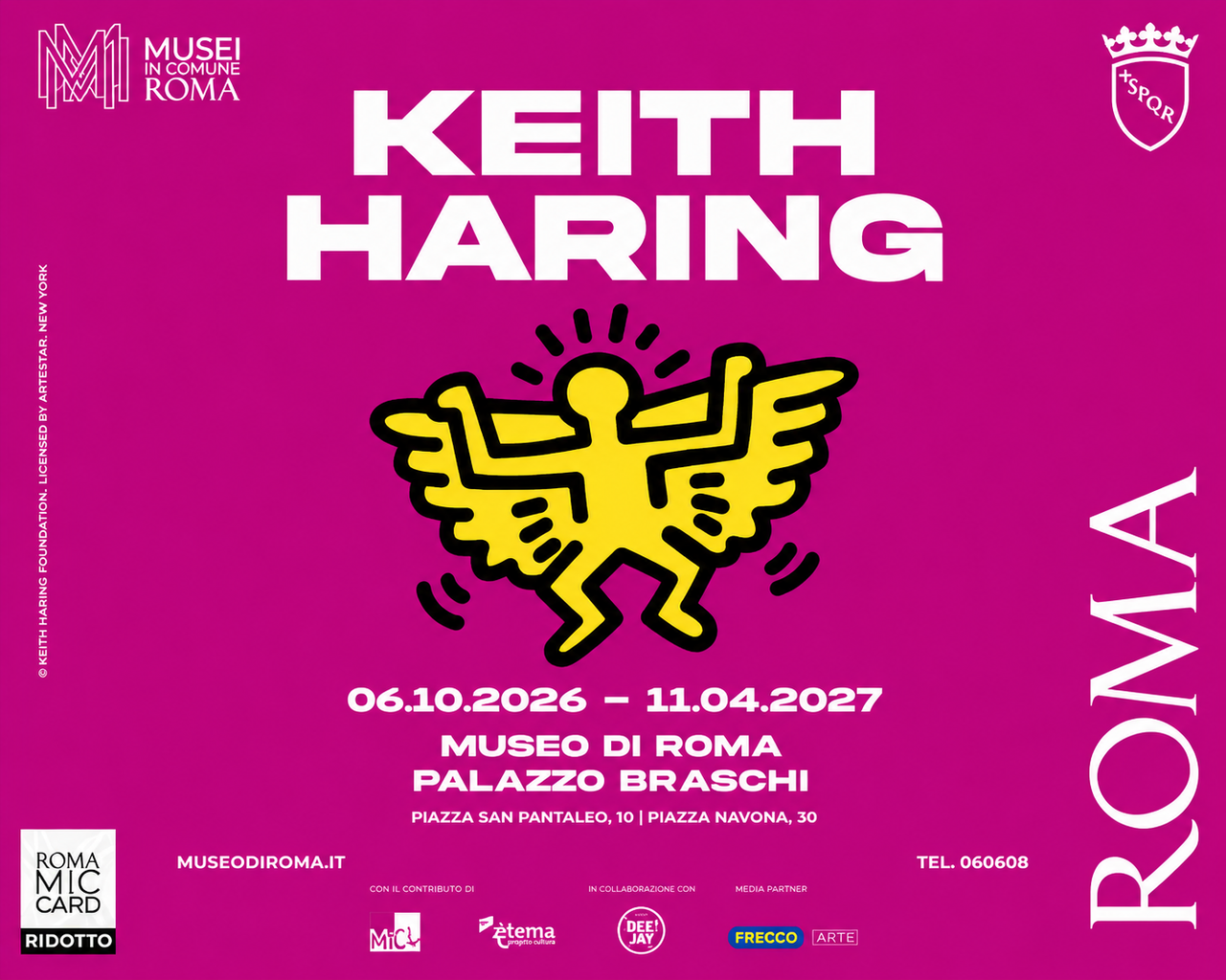 Locandina della mostra Keith Haring a Roma, a Palazzo Braschi dal 6 ottobre 2026 all’11 aprile 2027