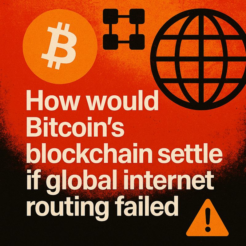 How would Bitcoin's blockchain settle if global internet routing failed