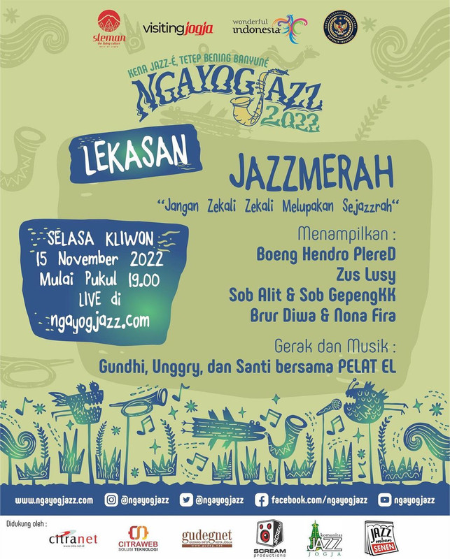 Poster LEKASAN - JAZZMERAH, pra event Ngayogjazz 2022.