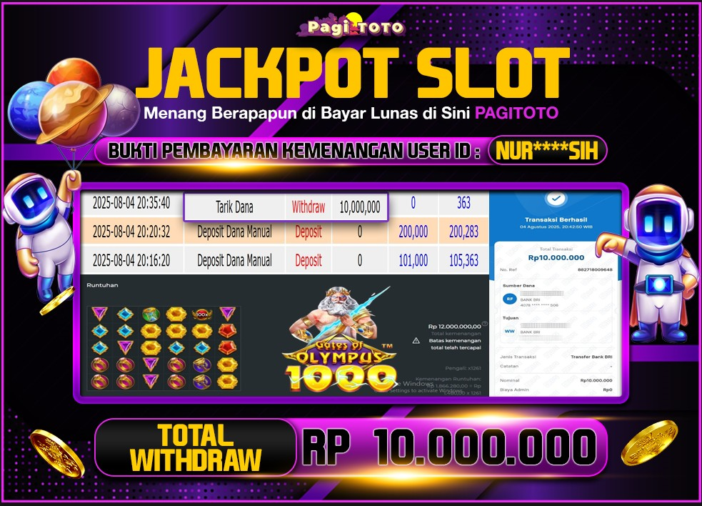 HAPPY JACKPOT MEMBER PAGITOTO SLOT GATES OF OLYMPUS 1000 Rp 10.000.000-, - LUNAS