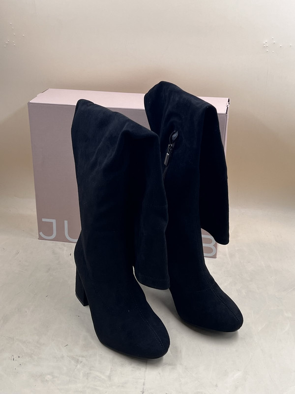 JUSTFAB HEELED BOOTS OVER THE KNEE DAUPHINE BLACK 7 WOMENS