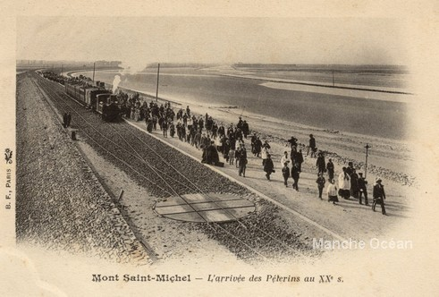 SNCF-Ligne-Pontorson-Mt-St-Michel-10-Arr-t-Mt-St-Michel-Carte-postale SNCF-Ligne-Pontorson-Mt-St-Michel-10-Arr-t-Mt-St-Michel-Carte-postale