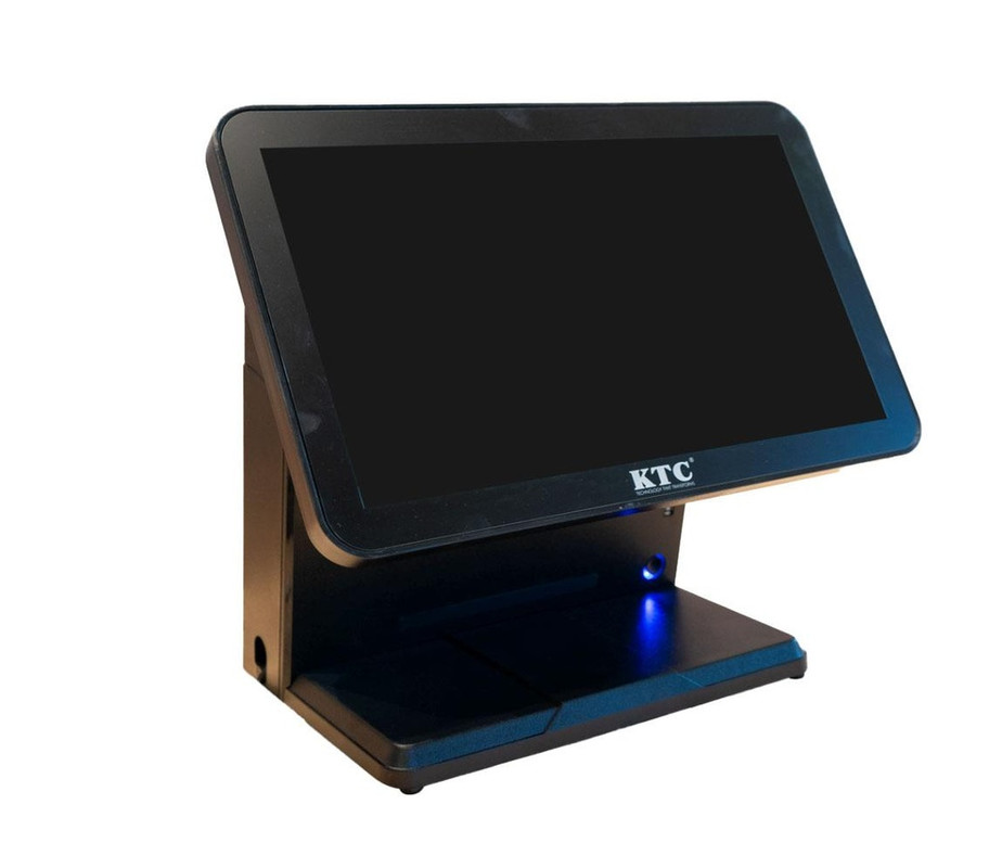 Computadora todo-en-uno táctil de KTC, mostrando su diseño robusto de punto de venta.