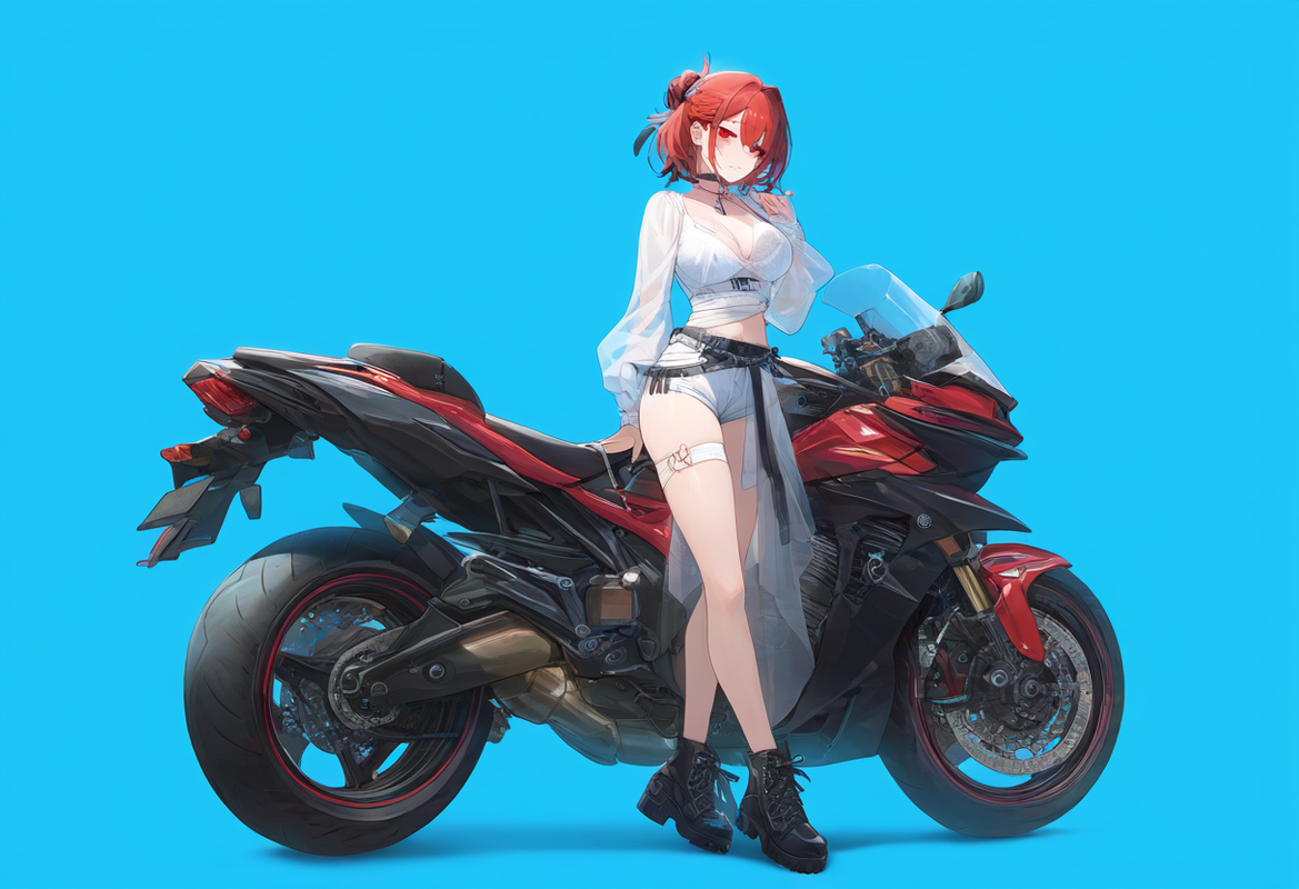 1girl, blue background, full body, red eyes, bags under eyes, short hair, mole,  s-1465960583