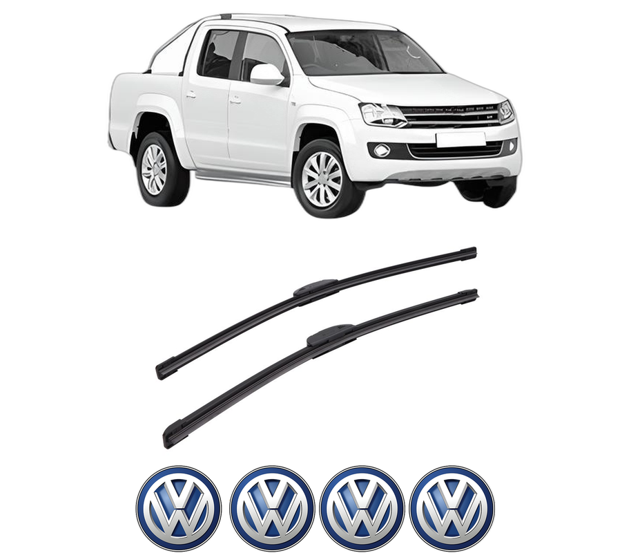 Set stergatoare auto Volkswagen AMAROK (2HA, 2HB, S1B, S6B, S7A, S7B, AGD) din 2010-2022, pentru parbriz auto, 2 bucati, Bosch Aerotwin Retrofit, din cauciuc siliconat rezistent, 4 Stickere Auto Volkswagen