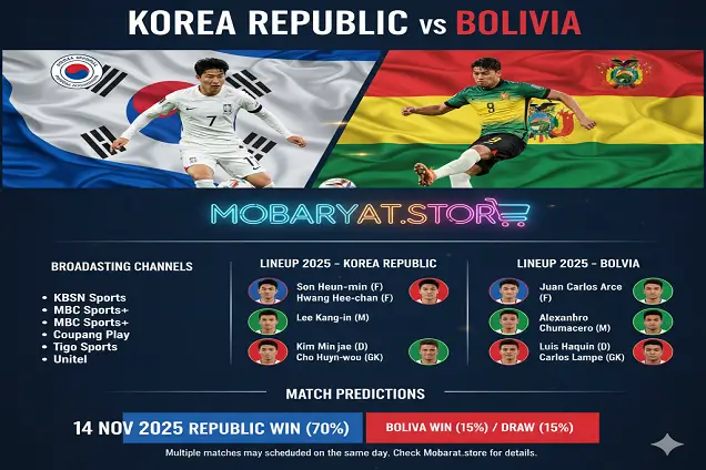 كلاسيكو ودي بث مباشر كوريا الجنوبية وبوليفيا ودية دولية في فترة التوقف القادمة