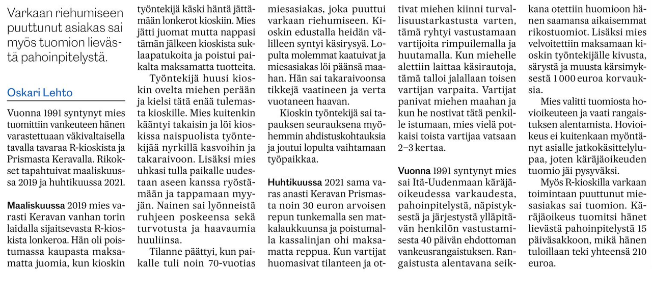 kerava tuomio