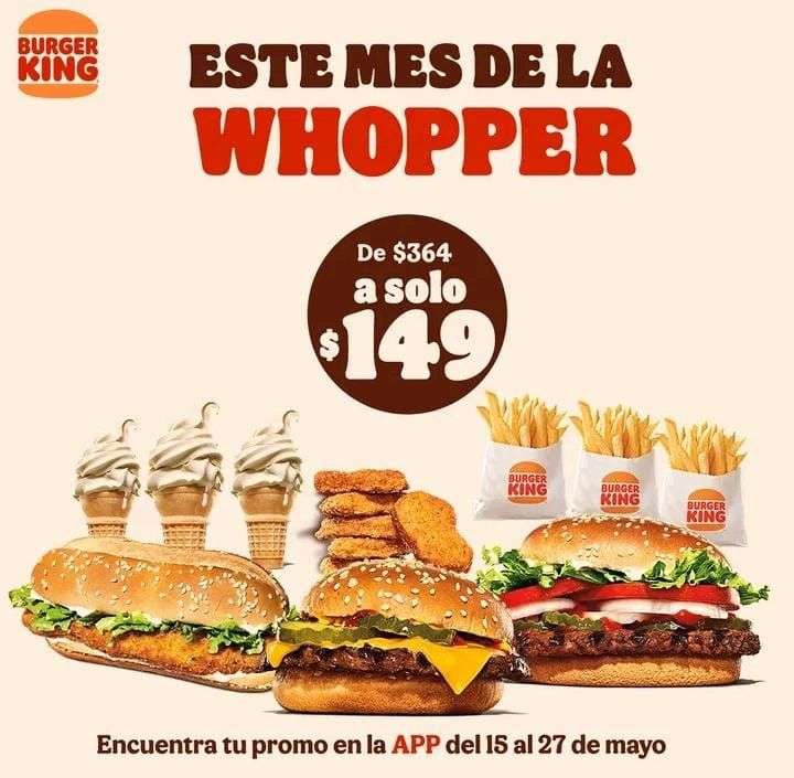 Burger King App: Mes de la Whopper, Family King en oferta 
